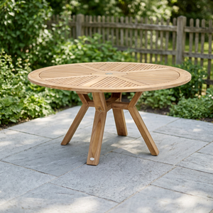 Table à manger en bois, plateau en bois massif, base stable, imperméable, écologique, durable, capacité de 6 personnes, utilisation intérieure/extérieure, moderne - Product Image 3