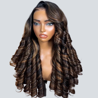 Perruques Frontales en Dentelle 13x4 en Gros, Cheveux Humains Couleur Mèches Ondulées Souples et Naturelles, Perruque sans Colle 7x5 Cheveux Humains