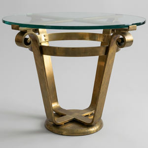 โต๊ะกาแฟเหล็กดีไซน์พิเศษ AK Brass รุ่น Unique  ตกแต่งสีทองโบราณ พร้อมท็อปกระจก โต๊ะทำมือสำหรับเฟอร์นิเจอร์ร้านอาหาร - Product Image 5