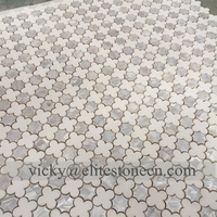 Magnifique design de crédence, carrelage en marbre blanc à jet d'eau, mosaïque florale pour sol, carrelage mural floral