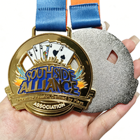 Médaille de poker personnalisée en alliage de zinc, moulage 3D sous pression, émail souple, avec ruban, vente en gros