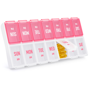 2026 Food Grade <b>Large</b> <b>Plastic</b> Compartments AM PM Fish Oils Pill <b>Box</b> Organizer For Corporate Employee Gifts - Product Image 1