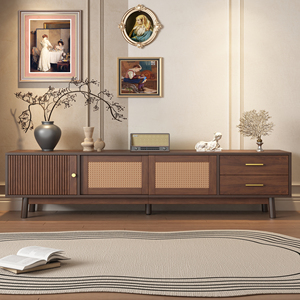 Modern Adjustable TV Stand for 80" TVs Entertainment Center with Sliding Doors & Drawers TV <b>Table</b> with Storage for Living Room - Product Image 2