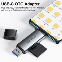 Bajo MOQ personalizado 2 en 1 TF lector de tarjetas SD USB C USB 3,0 memoria OTG adaptador de lector de tarjetas con tipo C para Mac portátil PC ordenador