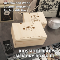 Boîte à souvenirs pour bébé, personnalisée, gravée, en bois de hêtre, thème ours, pour ranger les souvenirs, cadeau pour la naissance, le baptême, l'anniversaire, les filles