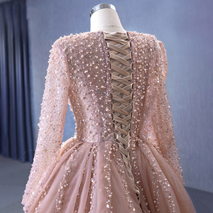 Robe de soirée Jancember Rsm222156 Princess Pink Ball Gown, sequins, manches longues, perles. - Product Image 4