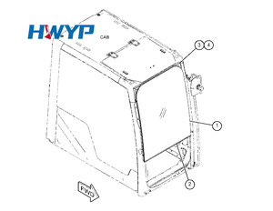 Pare-brise avant, vitres des portes et toit en verre pour excavatrices Kobelco SK130-8, SK140-8, SK200-8, SK210-8 - Product Image 1
