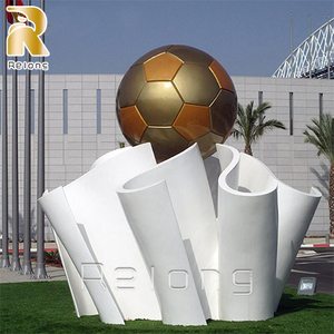 Patung sepak bola baja tahan karat, patung seni Modern ukuran besar untuk lanskap taman umum luar ruangan - Product Image 4