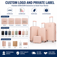 Valise à roulettes rigide en PP rose, ensemble emboîtable, texture ondulée, marque privée