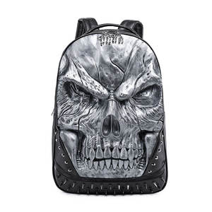 Mochila de calavera de Halloween 3D PU cuero <span class=keywords><strong>Steam</strong></span> Punk remache personalidad mochilas mochila de viaje mochila para ordenador portátil - Product Image 6