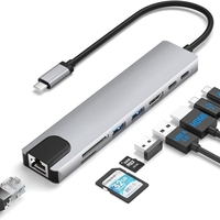 Adaptateur multiport USB-C / Type-C 8 en 1 DS-20808 avec HMI 4K, lecteur de carte USB 3.0 TF, dongle USB C pour appareils Type C