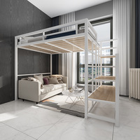 Lits superposés modernes en métal avec rangement, tailles Queen et King, pour dortoirs scolaires, appartements, fermes, villas et hôtels