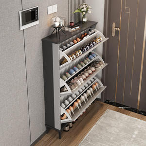 Scarpiera Moderna di Alta Qualità in MDF e <span class=keywords><strong>Legno</strong></span> <span class=keywords><strong>Naturale</strong></span>, Nera, Impermeabile, Resistente, Design Ultra Sottile, Capacità 20-23 Paia - Product Image 1