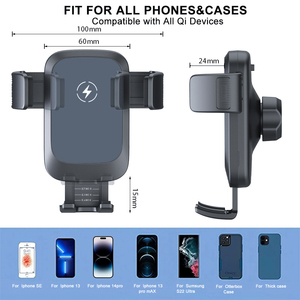 Support de téléphone de voiture à charge rapide sans fil 15W avec ventouse puissante, support de téléphone réglable pour pare-brise et tableau de bord - Product Image 4