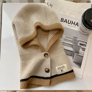 2024 chaud anneau écharpe cagoule chapeau femmes hiver tricoté casquette pull dame laine fil bonnet extérieur Snood col silencieux casquette - Product Image 3