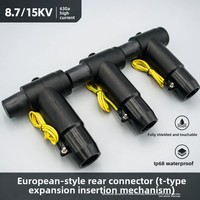 Connecteur annulaire principal de boîtier de dérivation électrique, de type T, à insertion arrière, de style européen, 87/15 KV, avec blindage de sécurité contre les chocs électriques