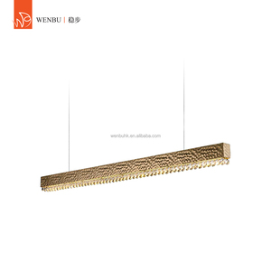 Lustre de luxe linéaire en forme de nid d'abeille en acier inoxydable + cristal K9, miroir or champagne - Product Image 1