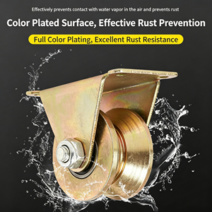 Roue de portail à rainure en V zinguée avec support de base, en acier au carbone robuste, double roulement, pour porte coulissante, certifiée CE, OEM disponible - Product Image 6