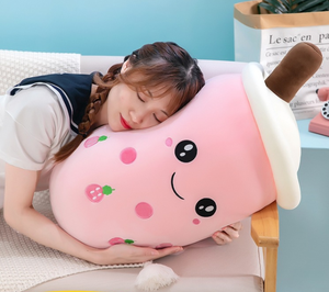 Coussin en peluche doux de 50 cm, motif dessin animé Kawaii, fruits, lait, boba, thé aux bulles, café, rembourré en coton PP - Product Image 5