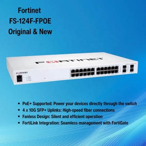 ใหม่แกะกล่อง FORTINET FortiSwitch 124F-FPOE FS-124F-FPOE สวิตช์ POE แบบจัดการได้ L2+ 24 พอร์ต พร้อมการรับประกัน 1 ปี และ SNMP - Product Image 2