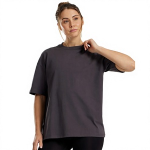 Wholesale Women's Oversized Drop Shoulder <b>T</b>-<b>Shirt</b> 100% Cotton Casual Loose Fit Tee OEM ODM Custom Logo Private Label Manufacture - Product Image 5