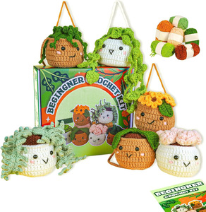 Ensemble de crochet de bricolage amusant jouet au crochet plantes en <span class=keywords><strong>pot</strong></span> fleurs ensemble de tricot avec tutoriel d'apprentissage cadeau de tricot pour les débutants - Product Image 5