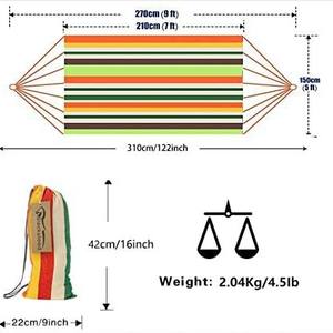 Hamac en coton Woqi à rayures orange, capacité de 204 lb, portable, pour l'extérieur, l'intérieur, le camping, la terrasse, la cour - Product Image 5