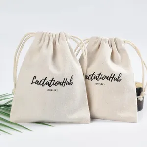Custom Logo <b>Luxury</b> Eco-Friendly Fashion Canvas Drawstring Pouch Reusable <b>Gift</b> <b>Bag</b> Jewelry Packaging Muslin Storage 7 Inch - Product Image 2
