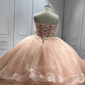 Lsmu144 người yêu cổ màu hồng quinceanera ăn mặc không tay vestidos de 15 Anos cô gái bóng áo choàng ngọt ngào 16 Dresses jancember - Product Image 5