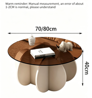 Table basse ronde minimaliste, table basse en verre de style moderne, mobilier de maison de luxe léger et tendance pour salons