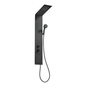 Panel de ducha de acero inoxidable para montaje en pared con cabezal de ducha tipo lluvia y rociador de mano, diseño minimalista, juego de grifería para baño - Product Image 3