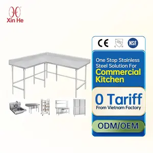 Demountable meja kerja restoran, besar 304 Stainless Steel sudut meja dapur untuk dapur komersial