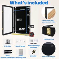 Vitrine extra-large verrouillable pour uniformes, protection UV à 98 %, construction en acrylique et bois