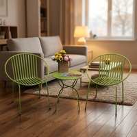 Promotion Usine Chine : Ensemble Bistro Traditionnel pour Salon et Jardin - 1 Table et 2 Chaises Empilables en Fer Forgé