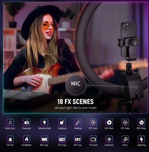 Kit d'éclairage photographique <span class=keywords><strong>Neewer</strong></span> SRP18C RGB avec contrôle par application, lumière annulaire LED 2500K-10000K, avec support et sac de transport - Product Image 5
