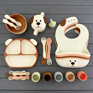 Juego de alimentación de silicona para bebés, directo de fábrica, libre de BPA, kit de comedor para niños pequeños, babero impermeable, plato con ventosa - Product Image 4