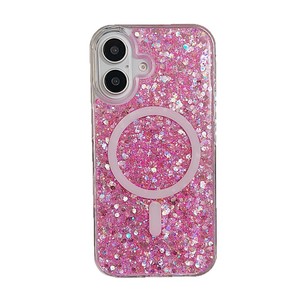 Dropping Glue Poudre clignotante et étui magnétique pour téléphone portable pour IPhone16 15 14Promax Paillettes Gradient Anti-chute Étui de protection - Product Image 1