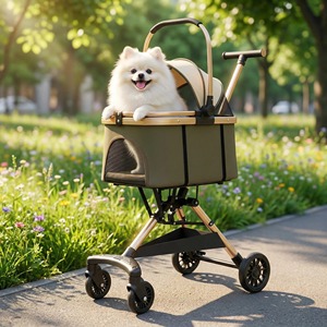 Nouvelle poussette pliable légère pour animaux de compagnie de petite et moyenne taille, poussette portable pour chien et chat pour les promenades en plein air, équipement de voyage respirant - Product Image 1