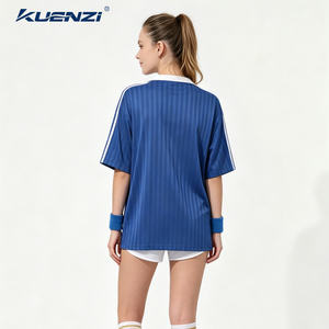 T-shirt de football américain, canadien et mexicain Kuenzi 100% polyester à col en V avec rayures rétro, style streetwear, pour femmes - Product Image 6