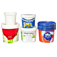 Seau en plastique recyclable de qualité alimentaire avec couvercle pour aliments, 1L, 2L, 3L, 5L, seau d'emballage rond personnalisé pour boissons avec poignée