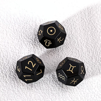 3 dés d'astrologie en cristal naturel, 3 pièces, dés astrologiques, divination des constellations, pierre précieuse d'obsidienne noire, jeux de rôle, cadeau