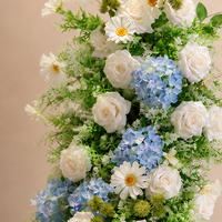 Centre de table de mariage moderne et romantique en fer cascade vert et blanc avec fleurs d'hortensia et de roses, vente en gros, conception personnalisée, direct usine