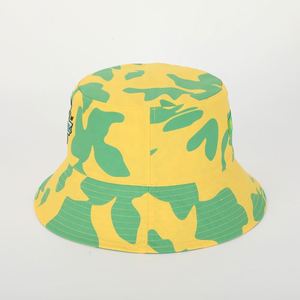 BSCI, venta al por mayor, gorra de pescador Reversible con logotipo bordado de alta calidad, gorra de Sol para hombre y mujer, sombrero de cubo de algodón de camuflaje amarillo personalizado - Product Image 3
