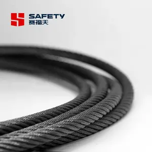 Black Spring Coil Drawn 9*19s-Iwrc Csc Types Steel Wire Rope For Lift Track Hoist Cable 8mm 9mm 10mm 11mm 12mm 1570/1770MPa