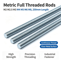 250mm Metric Full Threaded Rod, M2 M2.5 M3 M4 M5 M6 M8 Steel Threaded Shaft Stud for Industrial Fastening