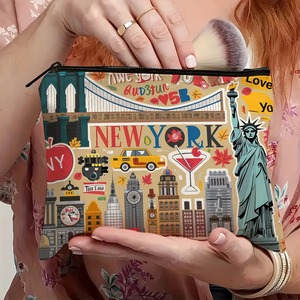 Sac à cosmétiques imprimé <span class=keywords><strong>New</strong></span> <span class=keywords><strong>York</strong></span> City, trousse de toilette de <span class=keywords><strong>voyage</strong></span> à fermeture éclair, cadeau souvenir Statue de la Liberté pour femmes - Product Image 2