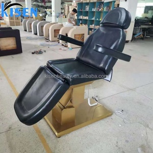 Fauteuil de beauté Kisen durable avec base dorée, design de luxe, électrique, 1/2/3 moteurs, cuir personnalisable, couleur au choix, pour extensions de cils - Product Image 5