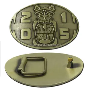 Oval Belt Fastener Hooks Buckle Bend Engraved Logo 3D Belt Buckle Soft Enamel Process Brass Silver Bronze Belt Buckle