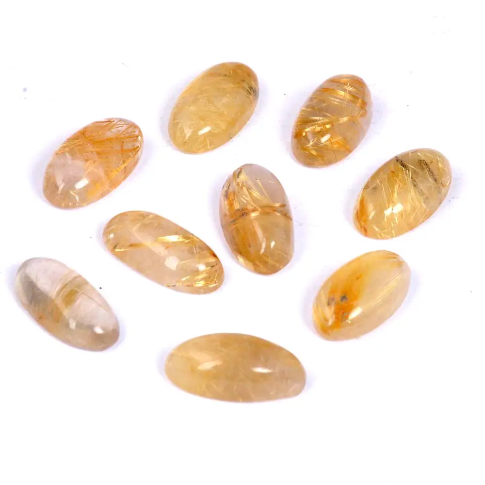 Top Quality Golden Rutile Bede Shape AA+ Grade Cabochon Loose Gemstone On Wholesale Price