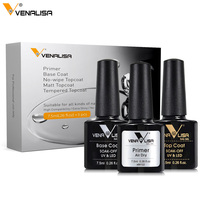 Kit de couche de finition de base 3pcs * Venalisa Professional Use Only 7.5ml Acide Free Nail Gel Polish Set